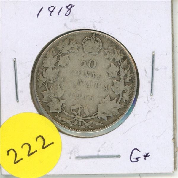 1918 Canada 50 Cents Coin.