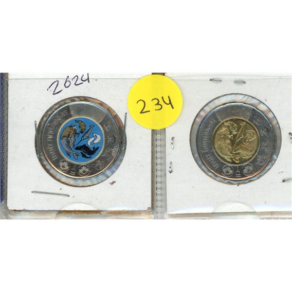 2024 Canada $2 Celebrating Inuit Nun Angat Colored and Uncolored Coin.