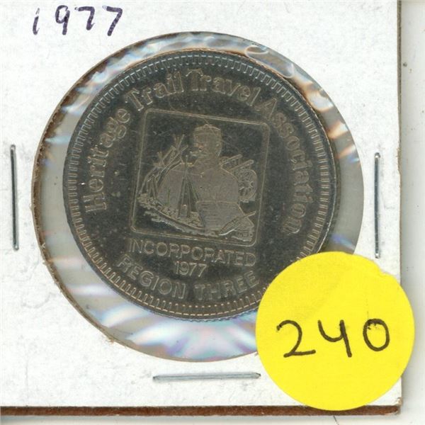 1977 Heritage Trail Travel Dollar from the Heritage Trail Region (North Battleford) in Saskatchewan,