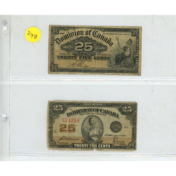 1900 and 1923 Dominion of Canada Shinplaster.