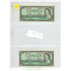 Image 1 : (2) 1954 Canada One Dollars in Sequence.