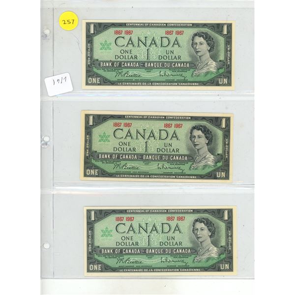 (3) 1967 Canada One Dollars.