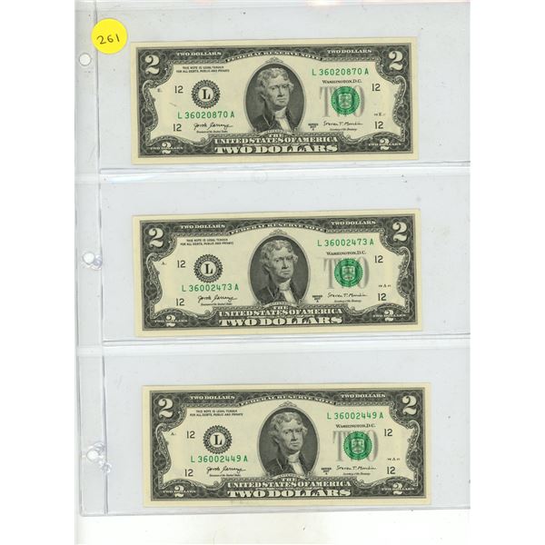 (3) Series 2017 A  U.S.A. Two Dollars.