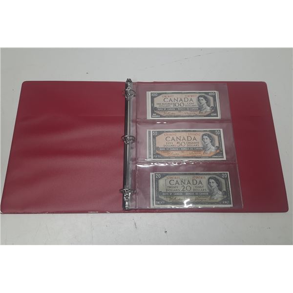 Set of 1954 Canada 100, 50, 20, 10, 5, 2, 1 Dollars.
