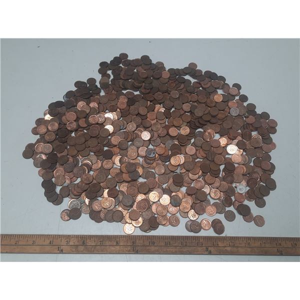 Box of One Cents Coins. (Approx 1000)