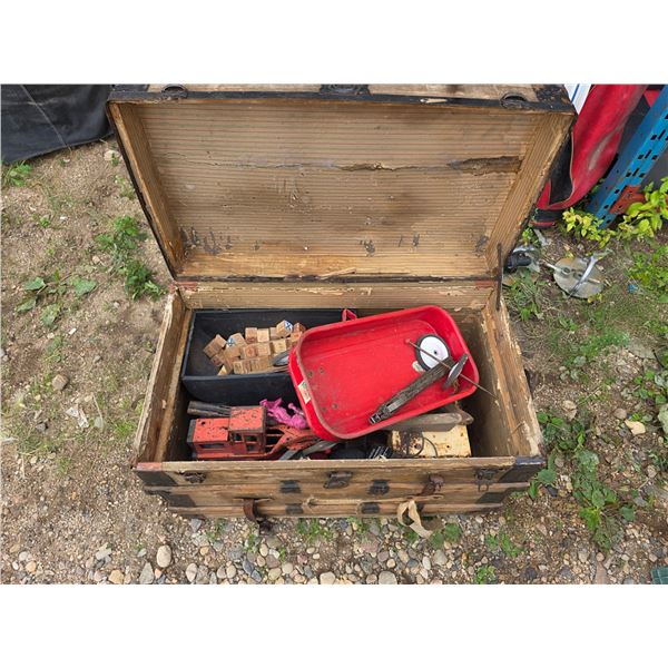 Chest with vintage toys