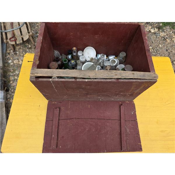 wood box and miniature bottles