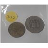Image 1 : 1975 Jamaica 50 Cents and James Monroe 5th President Of U.S.A 1 Dollar Coin.