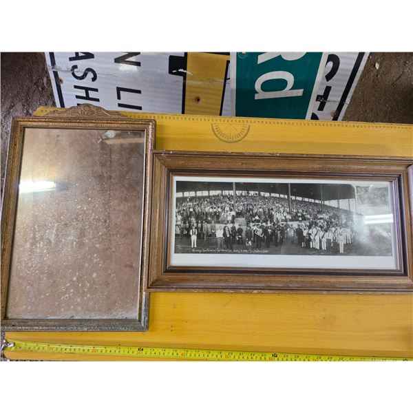 Mirror and picture of 1930's saskatoon's exhibition- 26"L