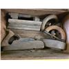 Image 2 : Lot of carpentry tools, sad irons, and crate