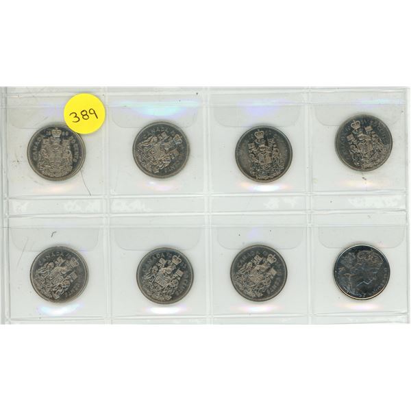 Lot of 8 Canadian 50 Cents from 1969 – 2002.