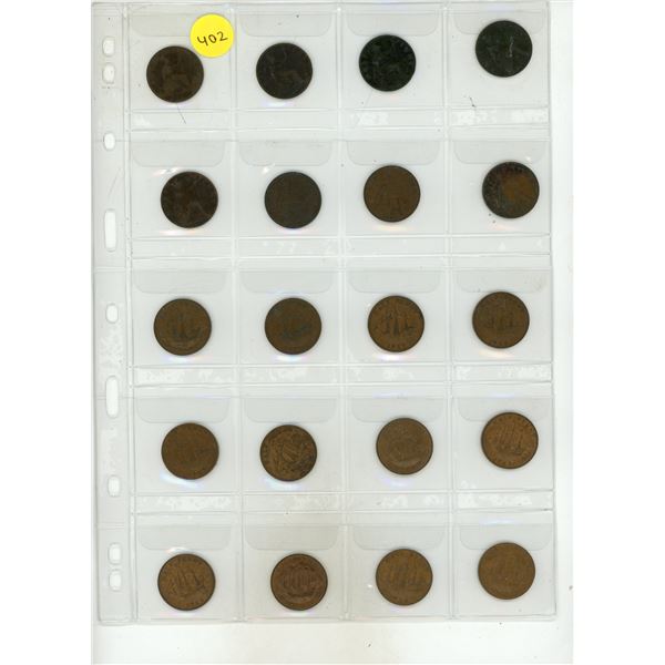 Lot of 20 British Half Pennies 1862 – 1967.