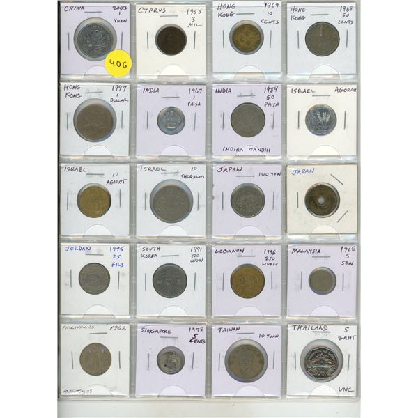 Lot of 20 Asian coins from China to Thailand.