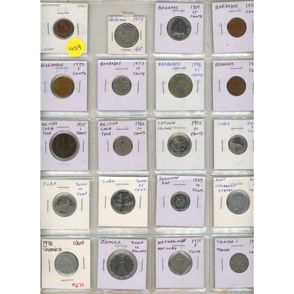Lot of 20 Caribbean coins from Bahamas to Trinidad and Tobago.