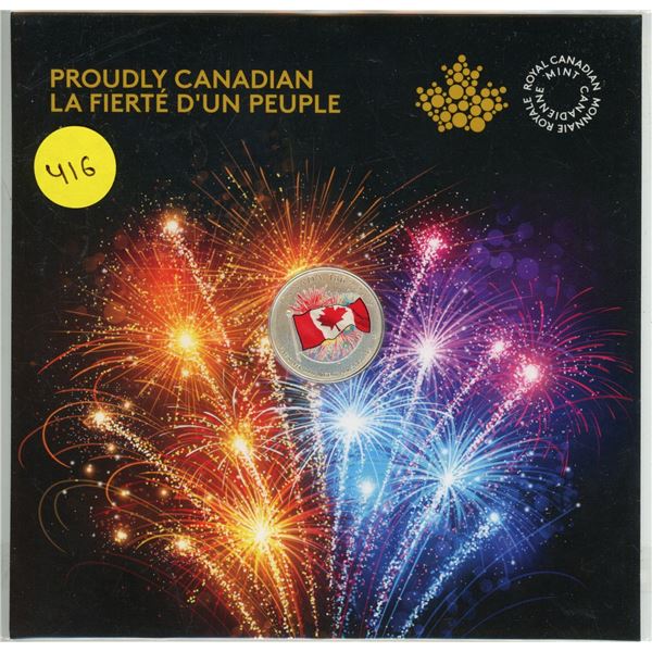 2017 Proudly Canadian $3. Colourized Canadian Flag. 99.99% pure Silver. Housed in its original RCM f