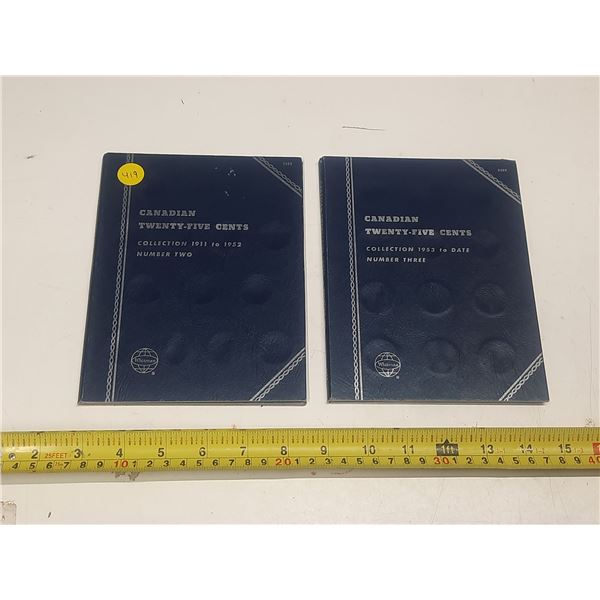 Lot of 2 empty Whitman folders for Canadian 25 Cents: 1911 – 1952 and 1953 – 1983.