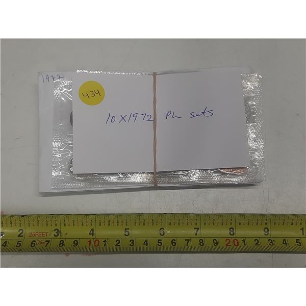 Lot of 10 1972 Proof Like sets, none with certificates or original envelopes.
