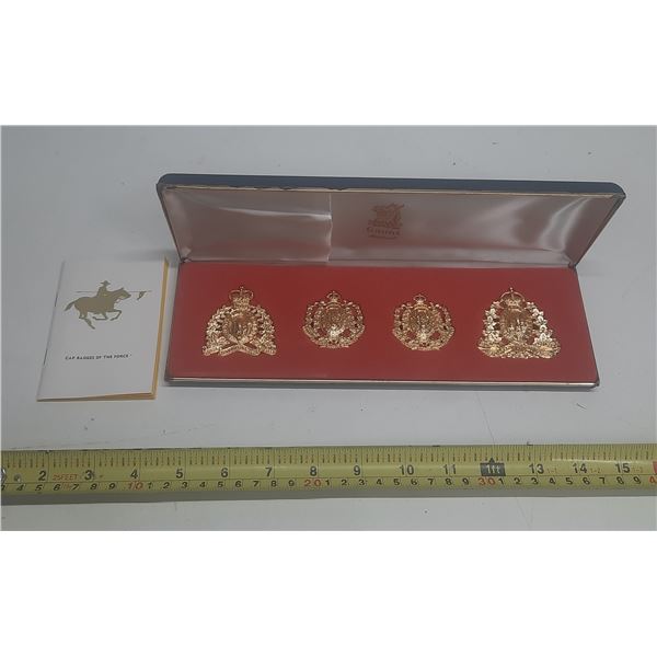 Cap Badges of the Force. 4 different Cap Badges: NWMP 1901 – 1904, RNWMP 1904 – 19