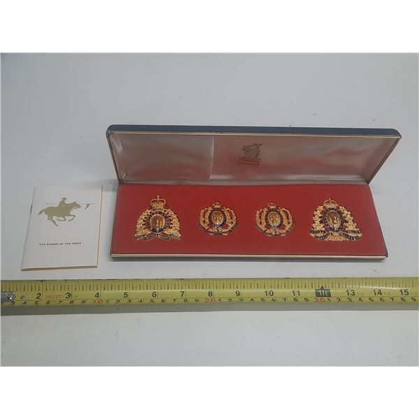 Cap Badges of the Force. 4 different Cap Badges: NWMP 1901 – 1904, RNWMP 1904 – 19
