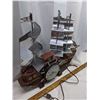 Image 3 : model ship clock with loghts - working, 19" long, 16" tall