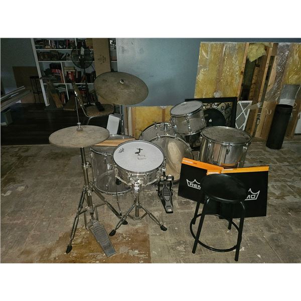 drum kit with kick and sticks
