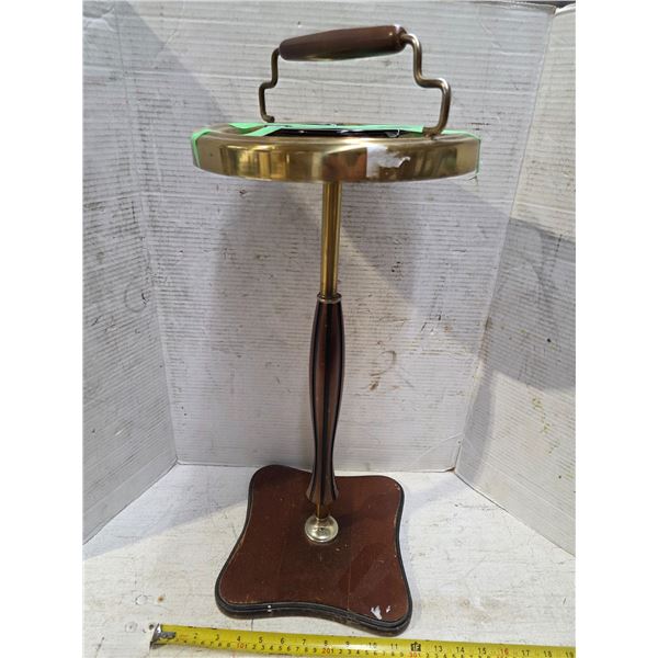 Vintage metal floor standing ashtray with wood base- 22"H