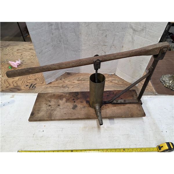 Homemade sausage stuffer working- 32"L by 18"H