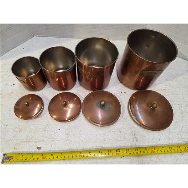 Copper canister set- 4 pieces