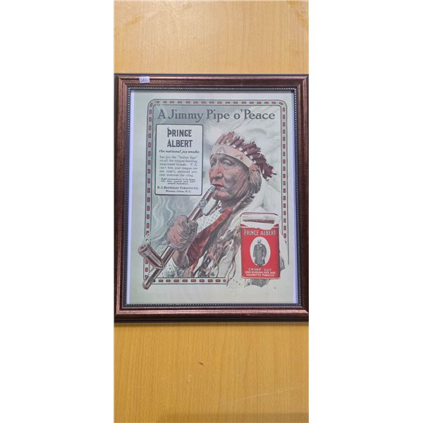 Framed Prince Albert Smoking Tabacco ad poster 10-7/8"x15-7/8"