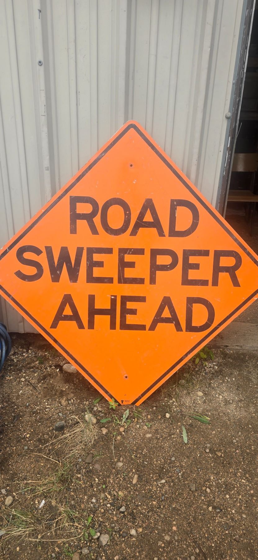 Sign Sweeper Road sweeper ahead highway sign 35-1/2