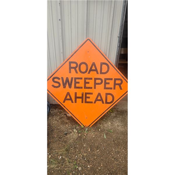 Road sweeper ahead highway sign 35-1/2"x35-1/2"