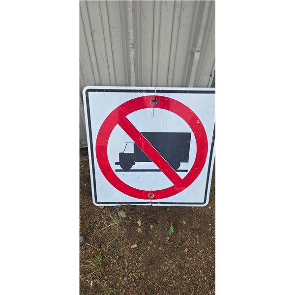 No trucks ahead highway sign 35-1/2"x35-1/2"