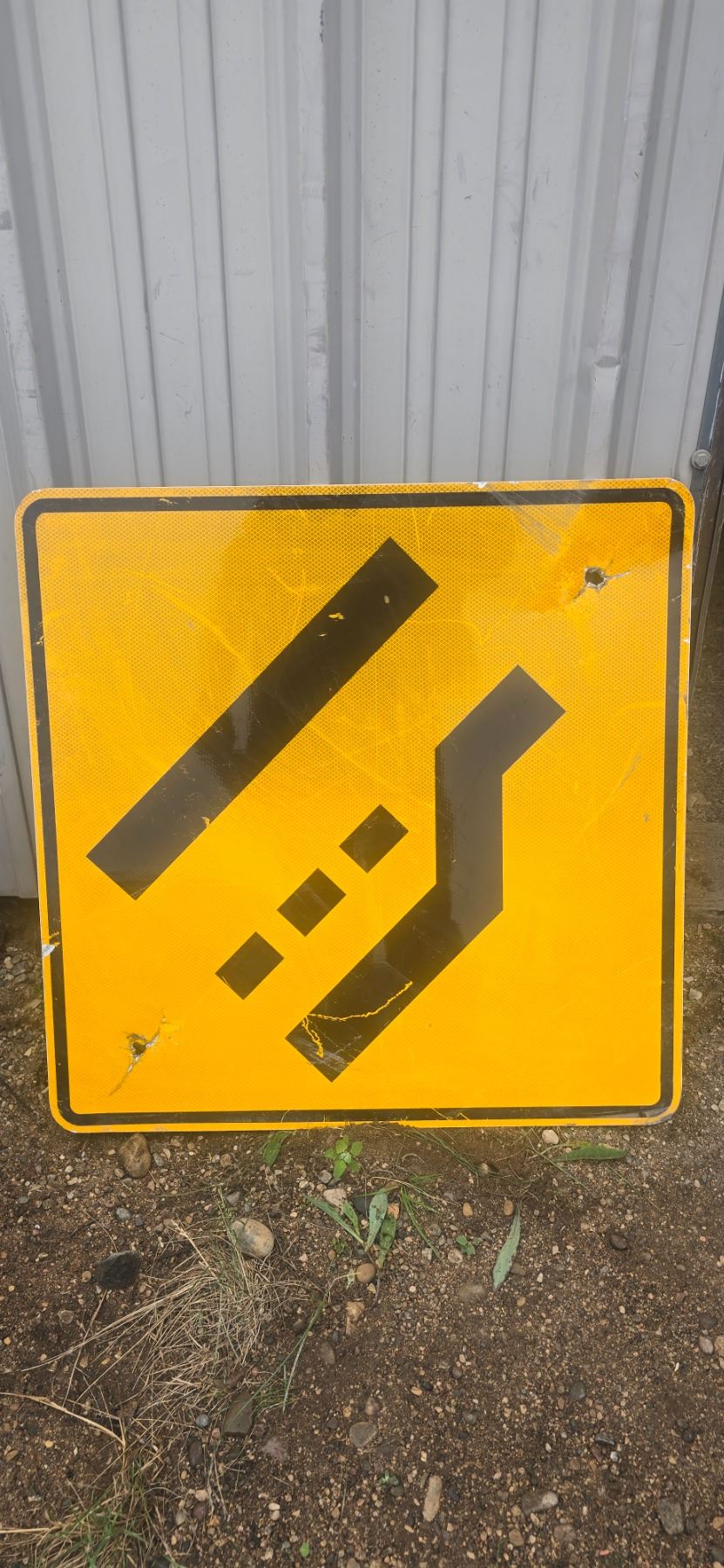 Merge ahead highway sign 29-1/2
