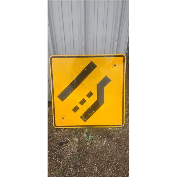 Merge ahead highway sign 29-1/2"x29-1/2"