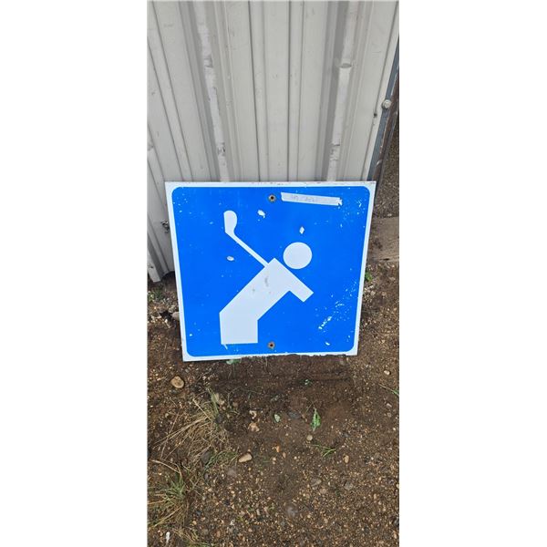 Gold course ahead highway sign 23-11/16"x23-11/16"