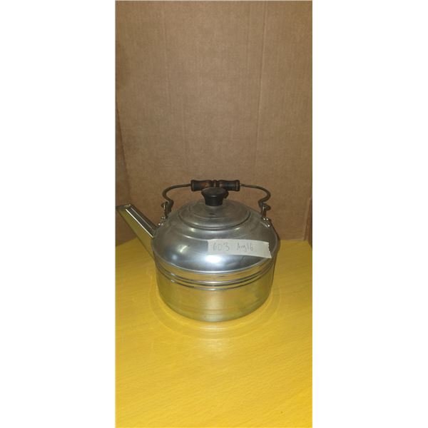 Old cookstove water kettle