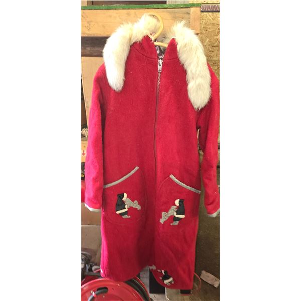 Eskimo embroidered coat with fur trim