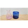 Image 1 : 2 Blown Glasses Blue\Pink each