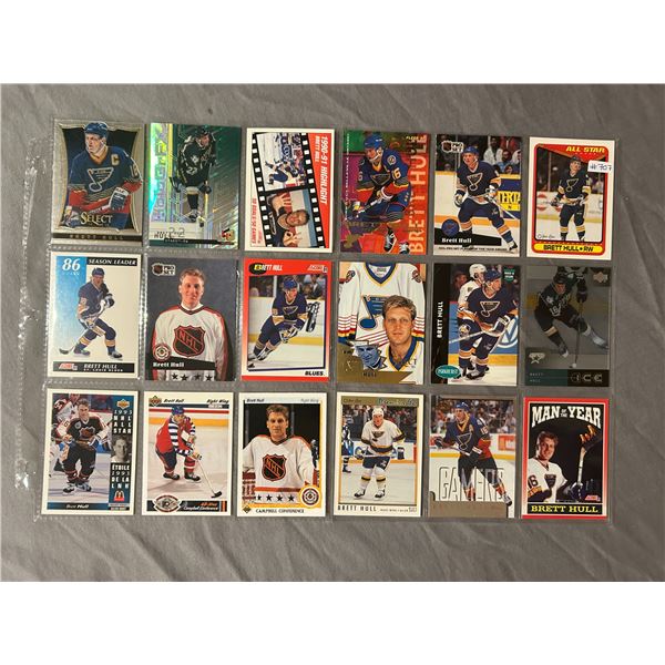 Brett Hull Hockey Cards - 2 Sheets (18 Hockey Cards)