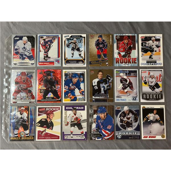 Assorted Rookie Cards - 2 Sheets (18 Hockey Cards)