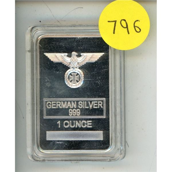 German silver 999 1 ounce bar