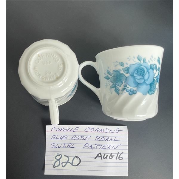 Corelle Corning - Blue Velvet Rose Swirl pattern - 6 in all