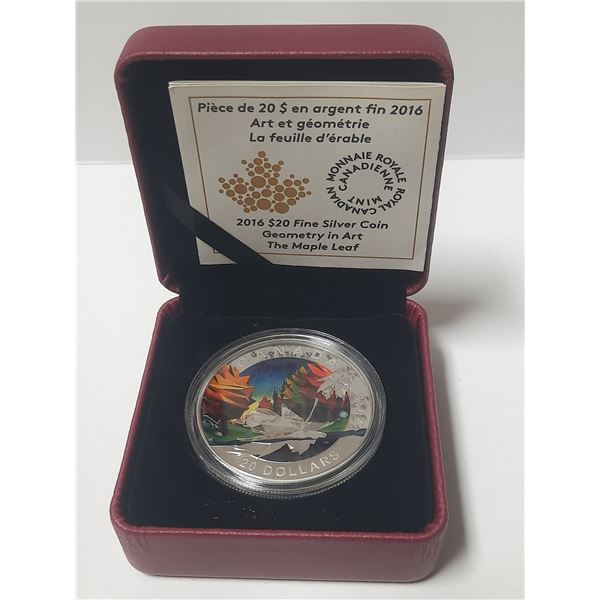 2016 $20 fine silver coin-geometry in art: The maple leaf