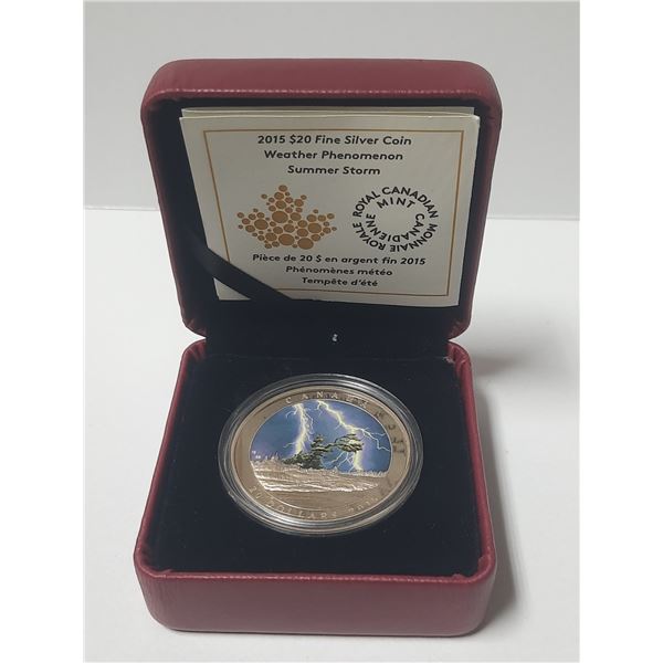 2015 $20 fine silver coin- summer storm (99.99% pure)