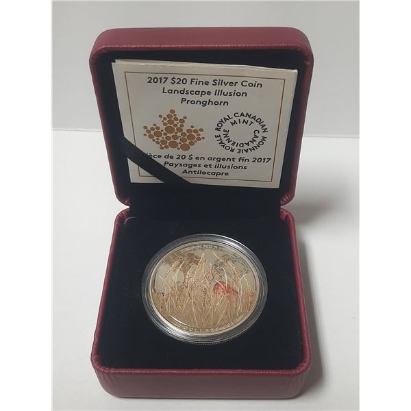2017 $20 silver coin- landscape illusion-pronghorn 99.99% pure