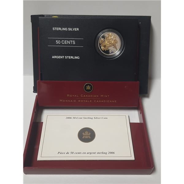 2006 50 cent sterling silver coin-golden daisy