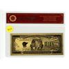 Image 1 : Gold foil banknote -99.9% pure 24kt gold - with COA