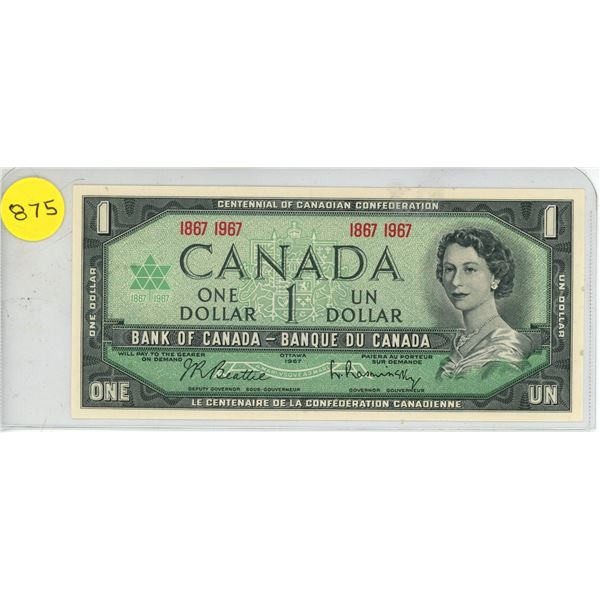 1867 1967 Canadian $1 bill