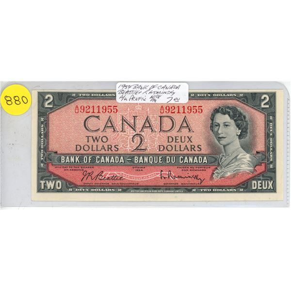 1954 Canadian $2 bill- A/U9211955