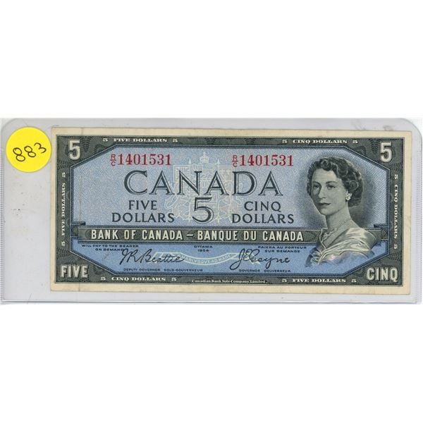 1954 Canadian $5 bill-R/C1401531